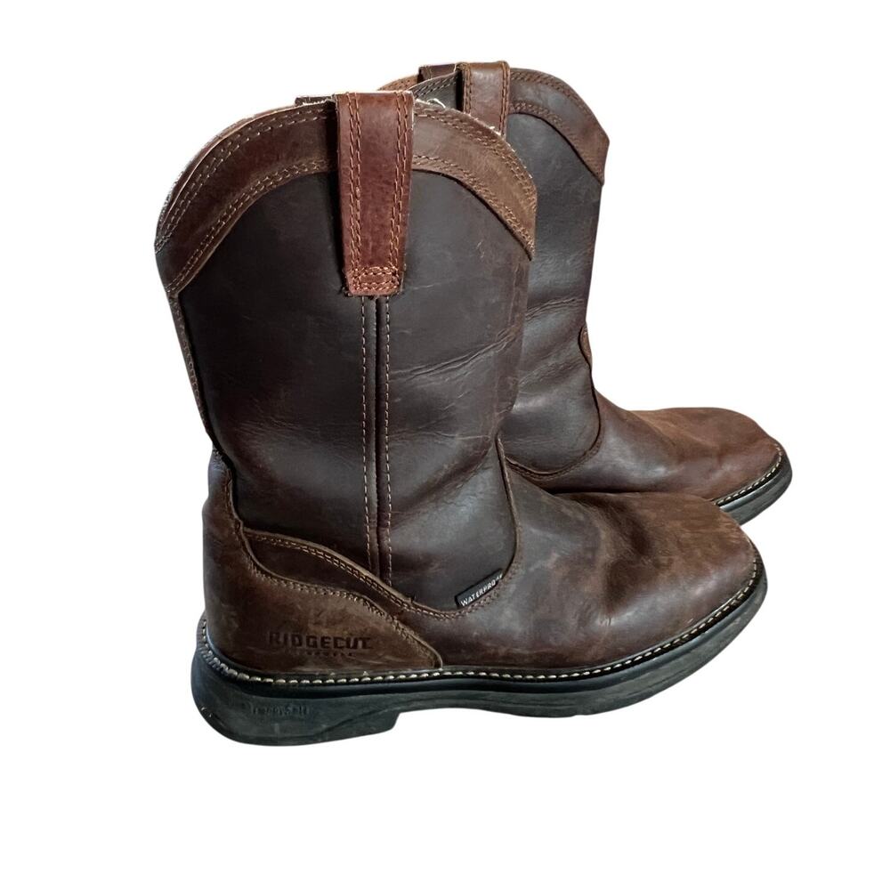 Ridgecut Rancher Wellington Boots Brown Leather Men Sz 9M Waterproof Western